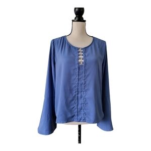 💕Supertrash Womens Blue Bell Sleeve Top Size M New